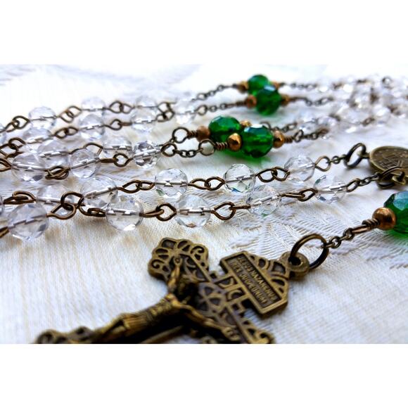 Pardon Indulgence Crucifix Hand-made Wire Wrapped 5 Decade Rosary - Picture 5 of 10